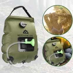 Needventure Solar Douche - Camping Douchezak - Buiten Douche - Tuindouche - Inclusief Thermometer - Waterzak Met Douchekop - 20L - Groen -Campingwinkel 1200x1200 2104