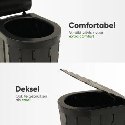 KNGZ Outdoor Gear – Camping Toilet – Nieuw Model – Biologisch Afbreekbare Zakjes – Opvouwbare Camping Toilet Met Deksel – Camping Toilet Hoge Zit – Draagbare WC Emmer Volwassen – Draagbaar Mobiel Potje – Nachtemmer – Opvouwbaar Toilet – Kamperen -Campingwinkel 1200x1200 2112