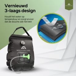 Needventure Solar Douche - Camping Douchezak - Buiten Douche - Tuindouche - Inclusief Thermometer - Waterzak Met Douchekop - 20L - Zwart 14 Needventure Solar Douche - Camping Douchezak - Buiten Douche - Tuindouche - Inclusief Thermometer - Waterzak Met Douchekop - 20L - Zwart -Campingwinkel 1200x1200 2118