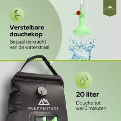 Needventure Solar Douche - Camping Douchezak - Buiten Douche - Tuindouche - Inclusief Thermometer - Waterzak Met Douchekop - 20L - Zwart 15 Needventure Solar Douche - Camping Douchezak - Buiten Douche - Tuindouche - Inclusief Thermometer - Waterzak Met Douchekop - 20L - Zwart -Campingwinkel 1200x1200 2119