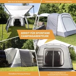 Skandika Pitea XL UP Tent – Koepeltenten - Autotent – 4 Persoons Campingtent Voor SUV, Caddy, Auto, CUV – Vrijstaand – Met/zonder Slaapcabine – Max. Stahoogte 200 Cm – Waterdicht Met 3000mm Waterkolom - 515 X 300 X 200 Cm (LxBxH) – Kamperen - Grijs -Campingwinkel 1200x1200 215