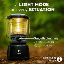 Favour L0944 Retro LED Lantaarn Hoog Vermogen 1300 Lumen, Vintage Design, Tuinlantaarn, Camping Lamp, Stormlantaarn Kleurtemperatuur Instelbaar Warm Wit Tot Koel Wit, Traploos Dimbaar Incl. Kaarslichtstand -Campingwinkel 1200x1200 2161