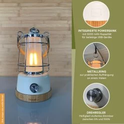 Skandika Kiruna LED-Lamp – Tentlampen – Campinglampen – Buiten Lantaarn – Buitenverlichting – Buiten Lamp - Retro Outdoor Camping Lamp Met Powerbank, Traploos Dimbaar, Draadloos, Oplaadbare Batterij, USB, Warm En Koud Wit, 75h Lichtduur – Groen -Campingwinkel 1200x1200 2163