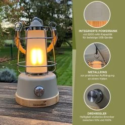 Skandika Kiruna LED-Lamp – Tentlampen – Campinglampen – Buiten Lantaarn – Buitenverlichting – Buiten Lamp - Retro Outdoor Camping Lamp Met Powerbank, Traploos Dimbaar, Draadloos, Oplaadbare Batterij, USB, Warm En Koud Wit, 75h Lichtduur – Beige -Campingwinkel 1200x1200 2175
