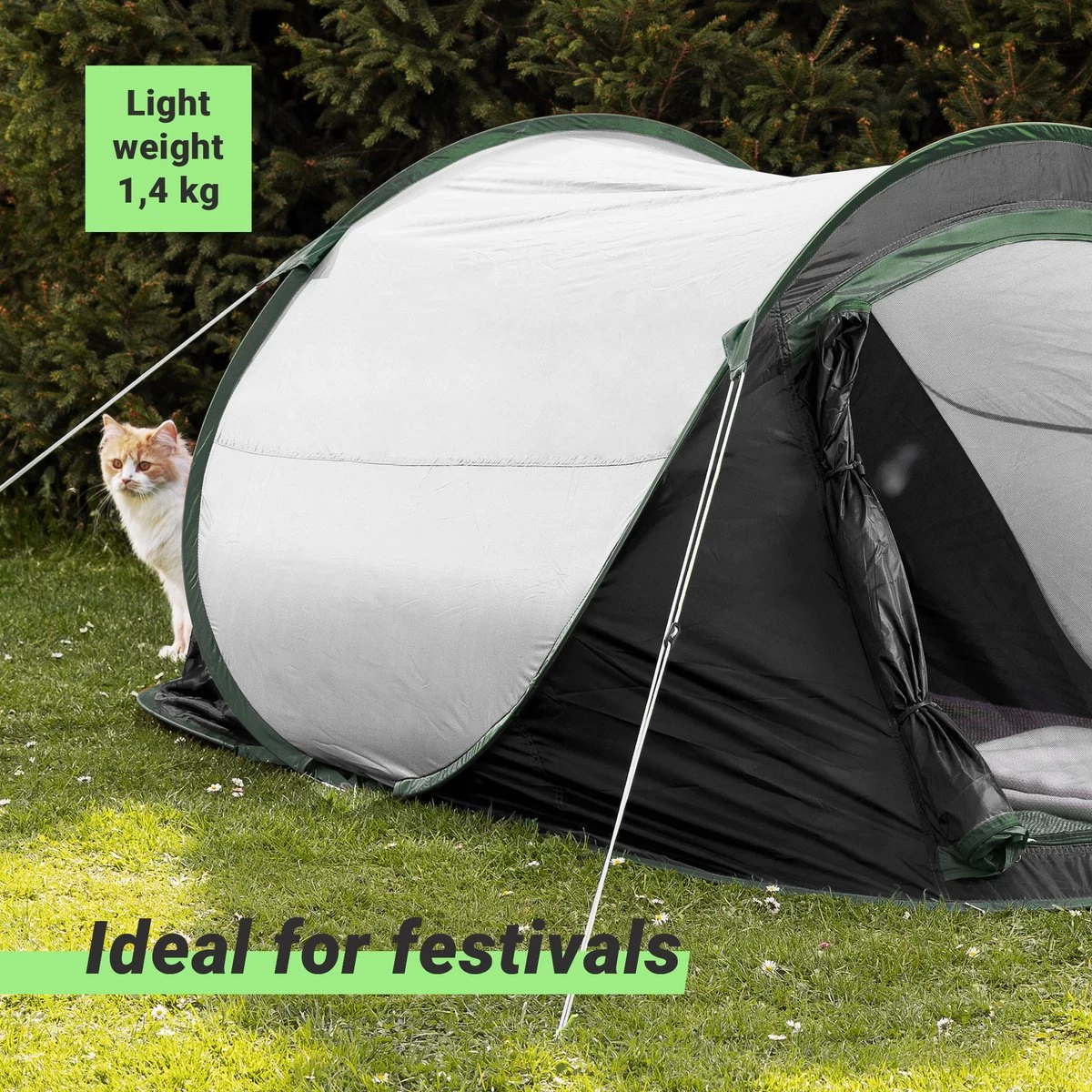 JEMIDI Tweepersoons Pop-up Tent - Opgooitent, Werptent Voor 2 Personen - Ideaal Als Festivaltent Of Kampeertent - Verschillende Kleuren 8 JEMIDI Tweepersoons Pop-up Tent - Opgooitent, Werptent Voor 2 Personen - Ideaal Als Festivaltent Of Kampeertent - Verschillende Kleuren - Afbeelding 8