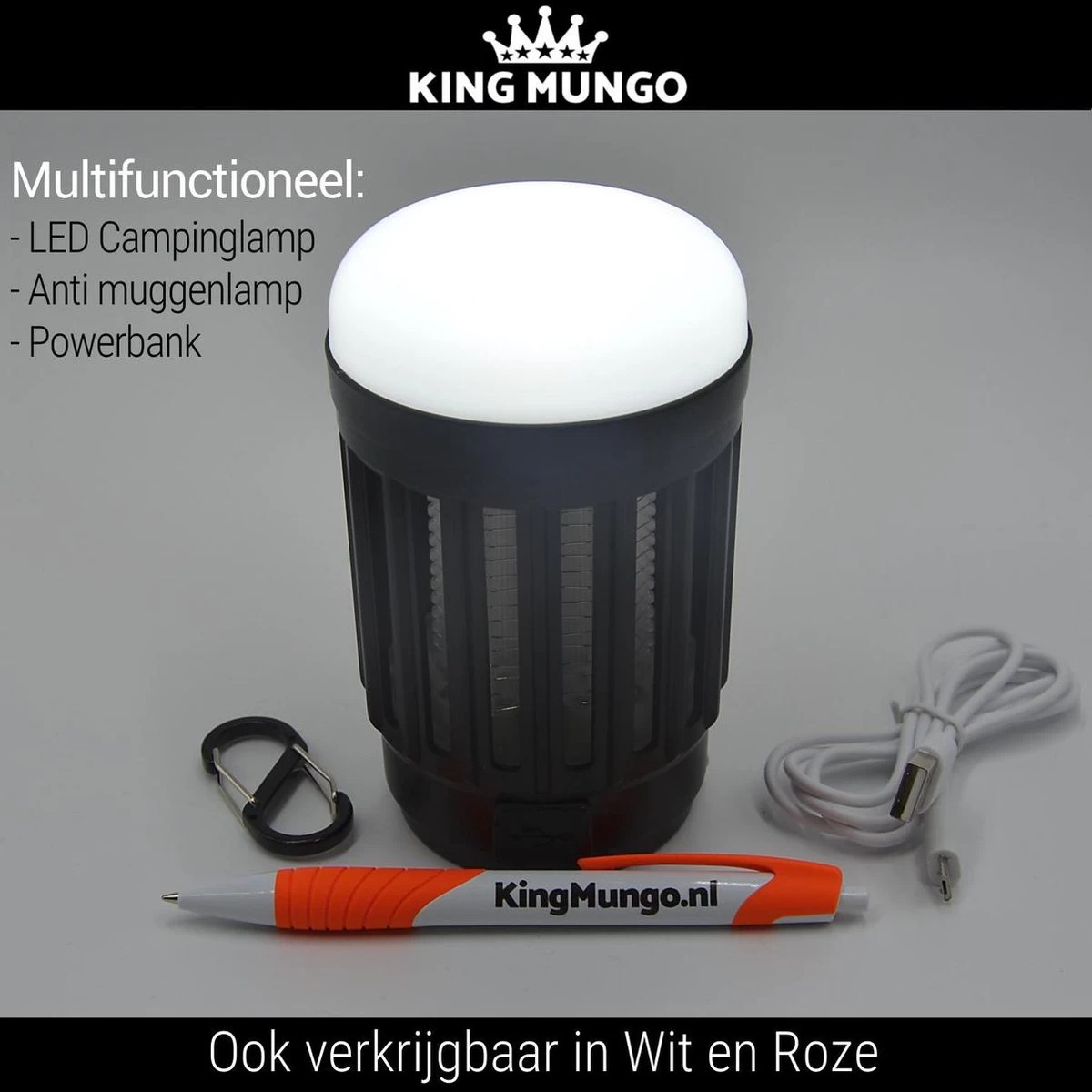 Anti Muggenlamp LED Camping Lamp | Thuis Muggen Vanger Lamp Oplaadbaar | King Mungo 2 Anti Muggenlamp LED Camping Lamp | Thuis Muggen Vanger Lamp Oplaadbaar | King Mungo - Afbeelding 2