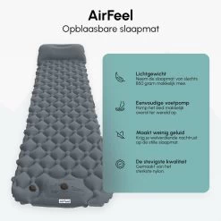 AirFeel Opblaasbaar Slaapmatje - Ingebouwde Pomp En Kussen - Lichtgewicht - 196 X 60 X 6cm - Gray -Campingwinkel 1200x1200 390