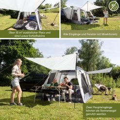Skandika Pitea XL CROSS Tent – Koepeltenten - Autotent – Campingtent Voor SUV, Caddy, Auto, CUV - Voor Max. 4 Personen – Vrijstaand – Met/zonder Slaapcabine – Max. Stahoogte 230 Cm – 3000mm Waterkolom - 475 X 290 X 230 Cm (LxBxH) – Kamperen - Grijs -Campingwinkel 1200x1200 40