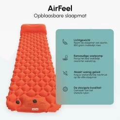AirFeel Lichtgewicht Opsblaasbaar Slaapmatje - Ingebouwde Pomp En Kussen - 196 X 60 X 6 Cm - Orange -Campingwinkel 1200x1200 405