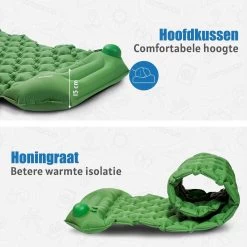 TRVLMORE Slaapmat - Zelfopblazend - 1 Persoons - Ingebouwde Pomp En Kussen - Groen -Campingwinkel 1200x1200 432