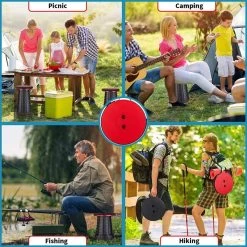 Kampeerkruk - Uitschuifbare Kruk - Rood/Zwart- Tot 120 Kg - Travel Stool - Opvouwbare Campingkruk - Inklapbaar Krukje - Telescopische Kruk - Camping - Outdoor -Campingwinkel 1200x1200 521