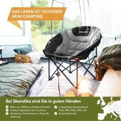 Skandika Moonchair Sirkka – Campingstoelen – Klapstoel – Vouwstoel – Kampeerstoel - Grote, Comfortabele, Campingstoel Opvouwbaar, Gepolsterd, Koelvak, Drinkhouder, Draaggreep En Draagtas, Antislipvoetjes - Max. 150 Kg – Zwart/grijs -Campingwinkel 1200x1200 529