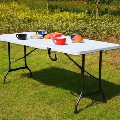 Casaria Tuintafel Opvouwbaar – Met Draaggreep 220x70 Cm – Wit -Campingwinkel 1200x1200 558