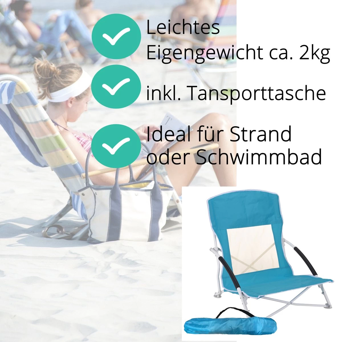 JEMIDI Lichtgewicht Inklapbare Draagbare Strandstoel - Opvouwbare Campingstoel Met Draagtas - Ademend En Comfortabel 2 JEMIDI Lichtgewicht Inklapbare Draagbare Strandstoel - Opvouwbare Campingstoel Met Draagtas - Ademend En Comfortabel - Afbeelding 2