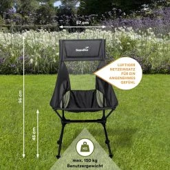 Skandika Campingstoel Compact – Campingstoelen - Campingstoel Tot 150 Kg Belastbaar - Kampeerstoel, Visstoel, Kleine Pakmaat, Opvouwbaar, Stabiel, Licht, Comfortabel Gepolsterd – Draagtas Meegeleverd - Vouwstoel – Zwart -Campingwinkel 1200x1200 599