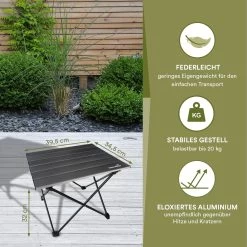 Skandika Ruka S Kleine Campingtafel – Campingtafels - Aluminium Campingtafel, Opvouwbaar, Zeer Licht, Eenvoudig Te Monteren, Stabiele Standaard - Opvouwtafel Voor Kamperen, Tenten Wandelen, Reizen, Thuis, Tuin – Tot Max. 20 Kg. - Grijs -Campingwinkel 1200x1200 685