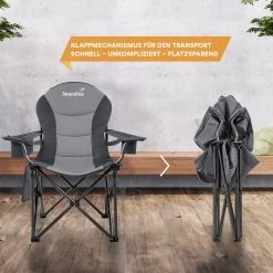 Skandika Relax Comfort Campingstoel - Campingstoel Opvouwbaar - Comfortabele Klapstoel Met Drinkhouder En Koelvak, Tot Max. 160 Kg, Opvouwbaar, Lichtgewicht | Vouwstoel Voor Kamperen, Camping, Festival, Vissen – Grijs -Campingwinkel 1200x1200 691