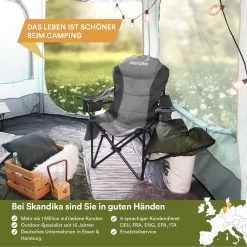 Skandika Relax Comfort Campingstoel - Campingstoel Opvouwbaar - Comfortabele Klapstoel Met Drinkhouder En Koelvak, Tot Max. 160 Kg, Opvouwbaar, Lichtgewicht | Vouwstoel Voor Kamperen, Camping, Festival, Vissen – Grijs -Campingwinkel 1200x1200 692