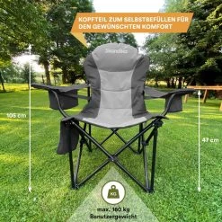 Skandika Relax Comfort Campingstoel - Campingstoel Opvouwbaar - Comfortabele Klapstoel Met Drinkhouder En Koelvak, Tot Max. 160 Kg, Opvouwbaar, Lichtgewicht | Vouwstoel Voor Kamperen, Camping, Festival, Vissen – Grijs -Campingwinkel 1200x1200 694