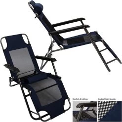 Ligstoel 155x60cm - Opvouwbaar Campingstoel Ligbed Strandstoel Tuinstoel Vouwligstoel Blauw -Campingwinkel 1200x1200 736