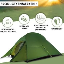 Cloud Up 3 Upgraded - Naturehike® - Tent 3 Persoons - Lichtgewicht Tent - Incl. Grondzeil - 20D 4000MM - Outdoor Kampeertent - Waterdicht - Hiking & Wandelen -Campingwinkel 1200x1200 87