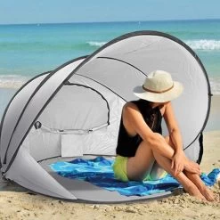 Deryan Luxe Pop Up Strandtent XXL - Anti-UV 50+ - Zilver -Campingwinkel 1200x1200 90