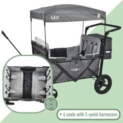 FableKids LEO X4Plus Opvouwbare Wagen Met Dak Fossil Grey -Campingwinkel 1200x1200 901