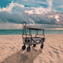 AREBOS Handwagen Vouwbare Dak Handwagen Vouwbare Trolley Uitrustingswagen Grijs -Campingwinkel 1200x1200 931