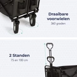 LifeGoods Bolderkar - Opvouwbaar - Draaibare Wielen - 2 Standen - 70KG Draagkracht - Grijs -Campingwinkel 1200x1200 937