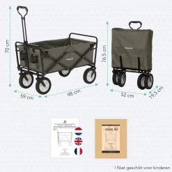 LifeGoods Bolderkar - Opvouwbaar - Draaibare Wielen - 2 Standen - 70KG Draagkracht - Groen -Campingwinkel 1200x1200 952