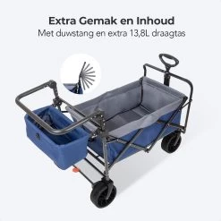 LifeGoods Bolderkar - Opvouwbaar - Tot 120KG - 103L - Extra Draagtas En Duwstang - Wasbaar Polyester - 98x45cm - Blauw/Grijs -Campingwinkel 1200x1200 957