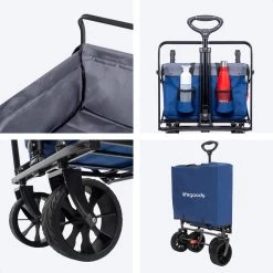 LifeGoods Bolderkar - Opvouwbaar - Tot 120KG - 103L - Extra Draagtas En Duwstang - Wasbaar Polyester - 98x45cm - Blauw/Grijs -Campingwinkel 1200x1200 962