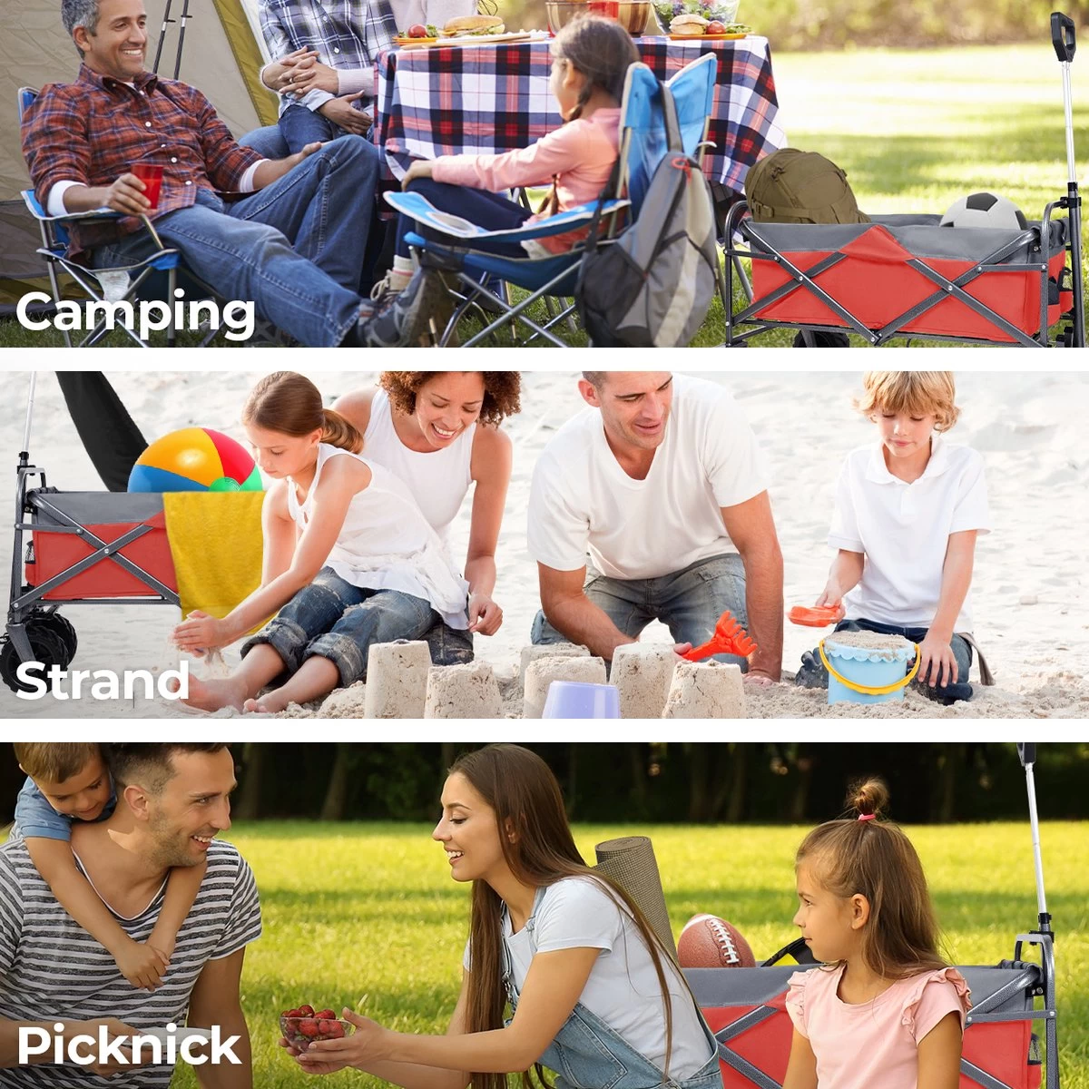 LifeGoods Bolderkar - Opvouwbaar - Tot 80KG - 94L - Wasbaar Polyester - 98x45cm - Rood/Grijs 5 LifeGoods Bolderkar - Opvouwbaar - Tot 80KG - 94L - Wasbaar Polyester - 98x45cm - Rood/Grijs - Afbeelding 5