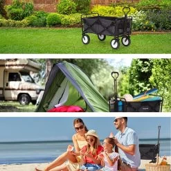 LifeGoods Bolderkar - Opvouwbaar - Draaibare Wielen - 2 Standen - 70KG Draagkracht - Zwart -Campingwinkel 1200x1200 988