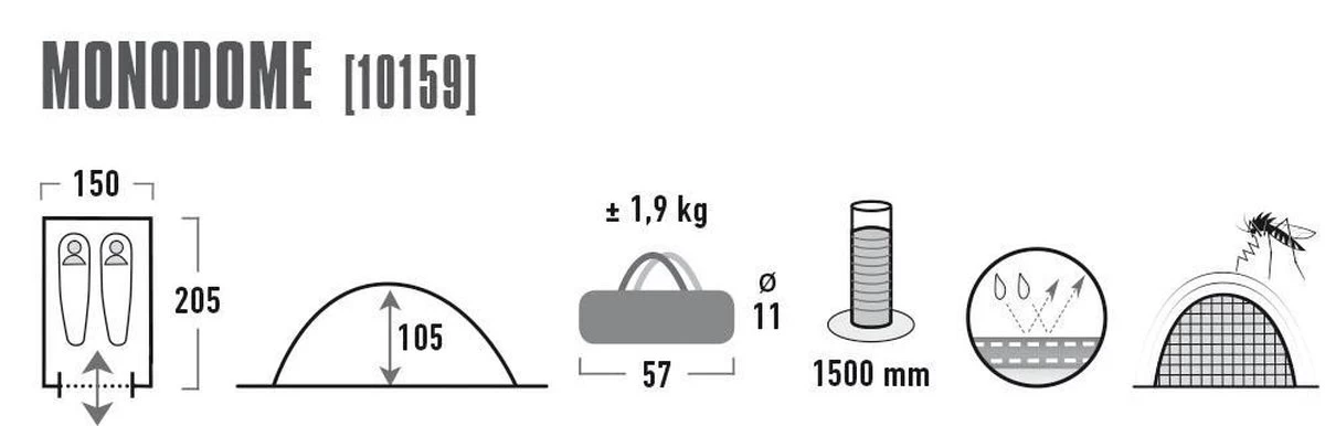High Peak Monodome Pu Koepeltent - Blauw - 2 Persoons 7 High Peak Monodome Pu Koepeltent - Blauw - 2 Persoons - Afbeelding 7