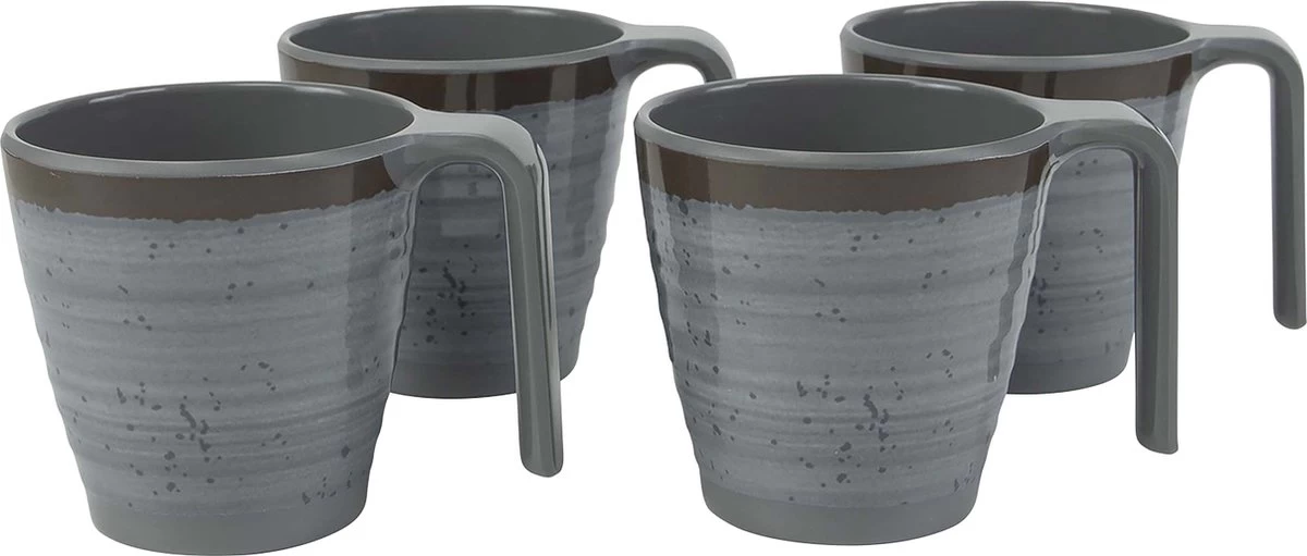 Bo-Camp - Mok - Halo - M - Grijs - 4 Stuks 1 Bo-Camp - Mok - Halo - M - Grijs - 4 Stuks