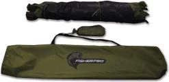 FisherPro Karpertent Met Stormcover – Vistent – Tent - Bescherming Tegen Zon En Wind – 100% Waterdichte Stormhoes – Met Handige Meeneemtas – Ook Geschikt Als Strandtent Of Festivaltent – Extra Veiligheid En Warmte Door Stormcover -Campingwinkel 1200x582 1