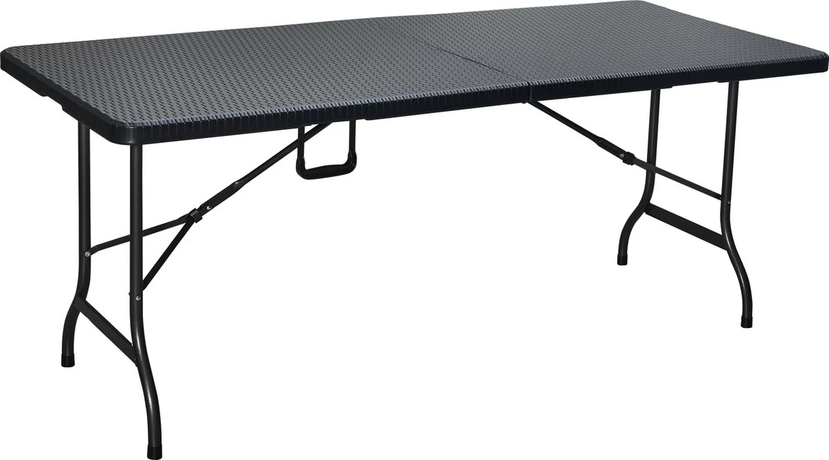ERRO Vouwtafel - Wickerlook - 180x74cm - Zwart 1 ERRO Vouwtafel - Wickerlook - 180x74cm - Zwart