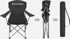 MIRA Home - Campingstoel Set Van 2 Inklapbaar - Klapstoel Met Robuust Frame - Met Flessenhouder - 76 X 51.5 X 95.5 Cm - Zwart -Campingwinkel 1200x678 3
