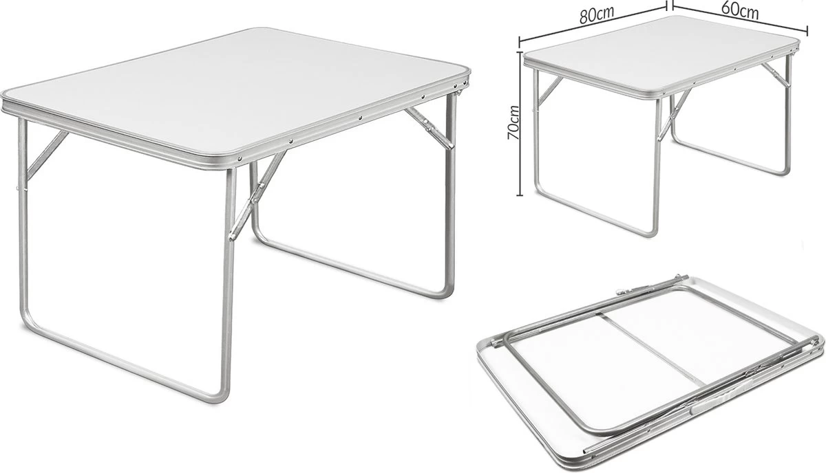 Merkloos Aluminium Inklapbare Tuintafel - Campingtafel - 80x60x68 Cm 8 Merkloos Aluminium Inklapbare Tuintafel - Campingtafel - 80x60x68 Cm - Afbeelding 8