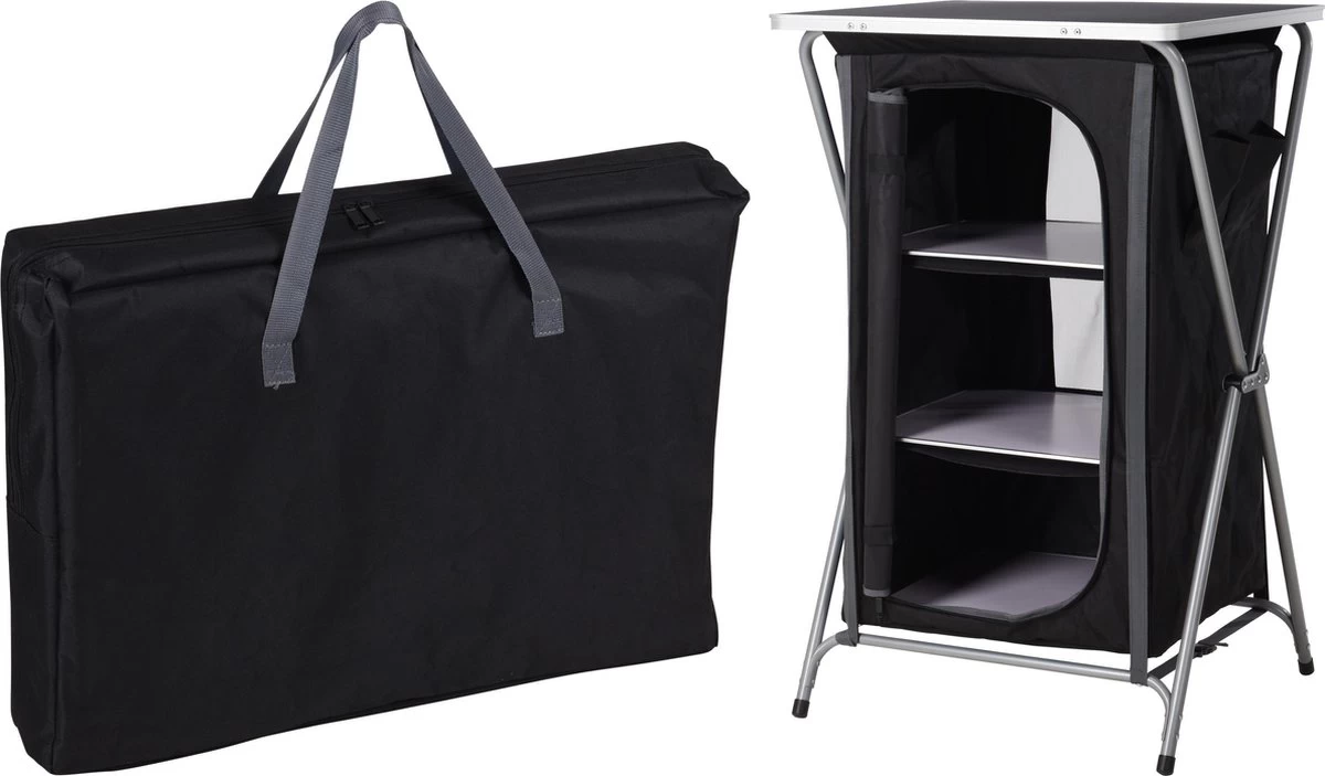 Pro Garden Campingkast Vouwbaar Met 3 Legplanken - Inclusief Draagtas - 60x53x97cm 1 Pro Garden Campingkast Vouwbaar Met 3 Legplanken - Inclusief Draagtas - 60x53x97cm