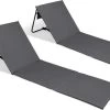 Set Van 2 Strandmatten Met Verstelbare Rugleuning - Gevuld Met Comfortschuim, Ultralicht En Opvouwbaar Om Ruimte Te Besparen – Grijs
