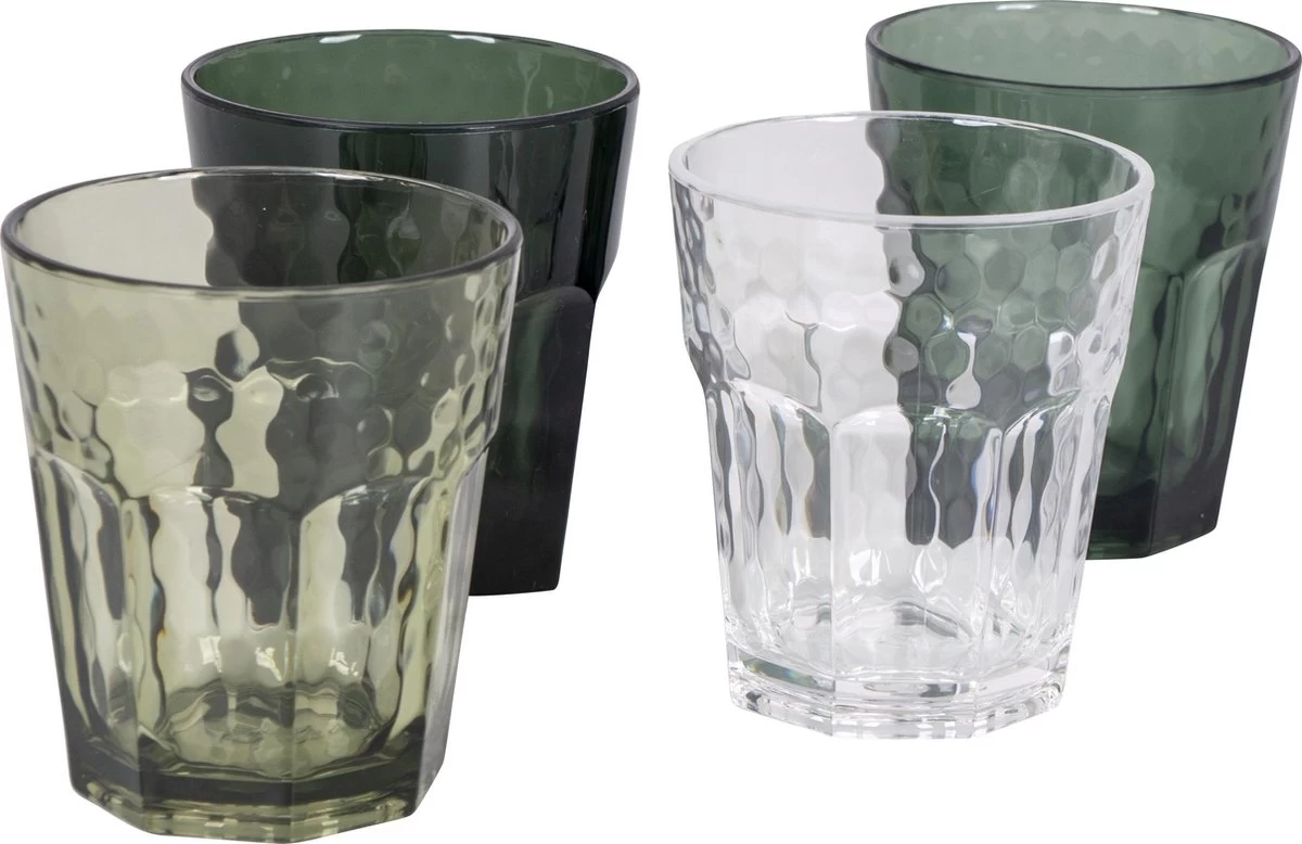 Bo-Camp - Limonade Glas - Mix & Match - 4 Stuks - 200 Ml - Groen 1 Bo-Camp - Limonade Glas - Mix & Match - 4 Stuks - 200 Ml - Groen
