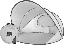 Deryan Luxe Pop Up Strandtent XXL - Anti-UV 50+ - Zilver -Campingwinkel 1200x836