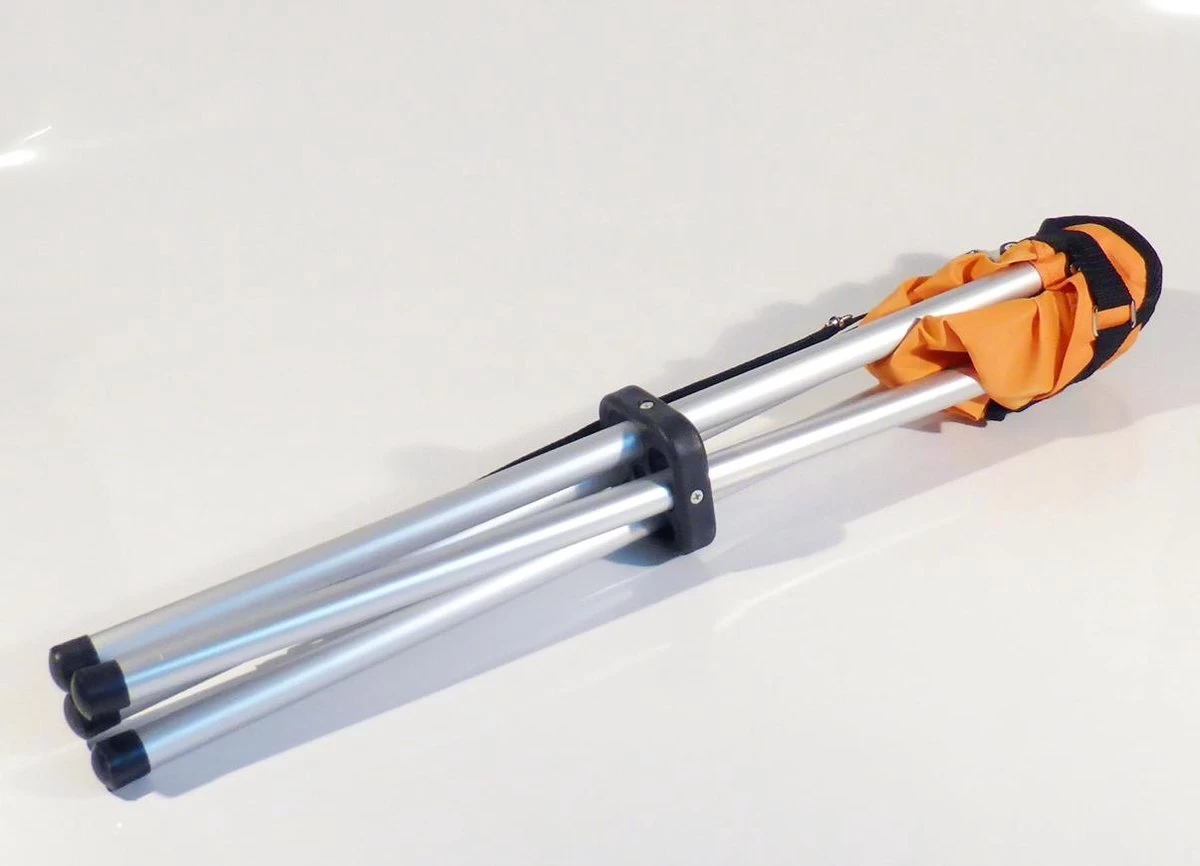 Campusit Lichtgewicht Camping / Vis Krukje - 4-poot - Aluminium - Oranje 2 Campusit Lichtgewicht Camping / Vis Krukje - 4-poot - Aluminium - Oranje - Afbeelding 2