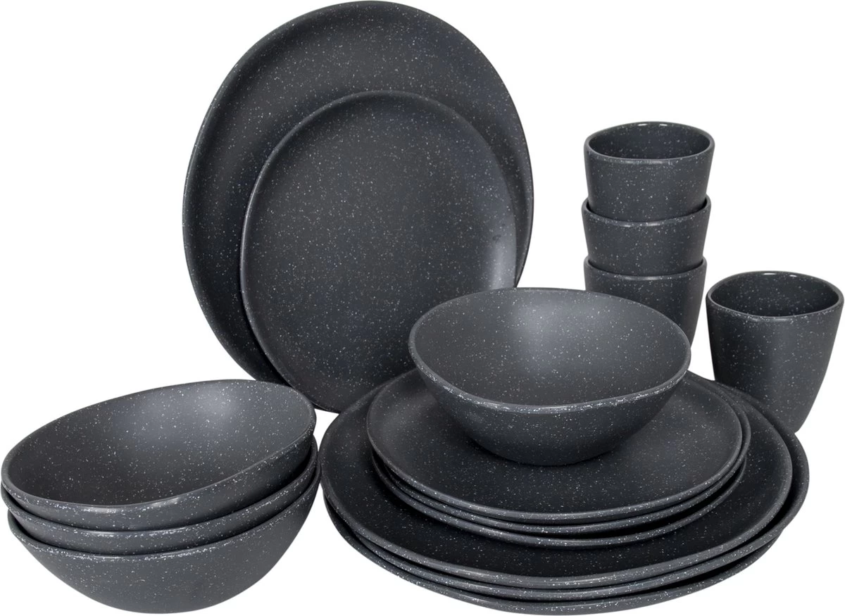 Bo-Camp Urban Outdoor - Servies - Hoxton - 16-Delig - Grijs 1 Bo-Camp Urban Outdoor - Servies - Hoxton - 16-Delig - Grijs