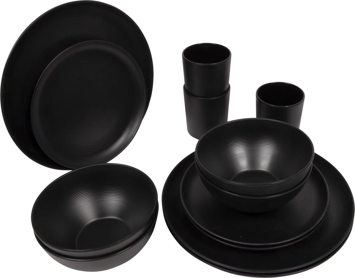 Bo-Camp Industrial - Servies - Orville - Campingbord - 16-delig - Mat Zwart 6 Bo-Camp Industrial - Servies - Orville - Campingbord - 16-delig - Mat Zwart - Afbeelding 6