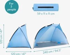 Navaris Windscherm Voor Het Strand - Zon- En Windbescherming Voor Drie Personen - Pop-up Speeltent Met UV- Bescherming - Beach Shelter Met Draagtas 13 Navaris Windscherm Voor Het Strand - Zon- En Windbescherming Voor Drie Personen - Pop-up Speeltent Met UV- Bescherming - Beach Shelter Met Draagtas -Campingwinkel 1200x940