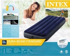 Intex Luchtbedset Intex Luchtbed - 1-Persoons - 76 X 191 X 25 Cm - Blauw + Intex Elektrische Pomp - 650 Liter/min + Hoeslaken Antraciet + Reparatieset -Campingwinkel 1200x955 6