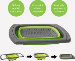 Buxibo - 3-Delige Keuken Vergiet Set Inklapbaar Groen/Grijs -Campingwinkel 1200x979 6